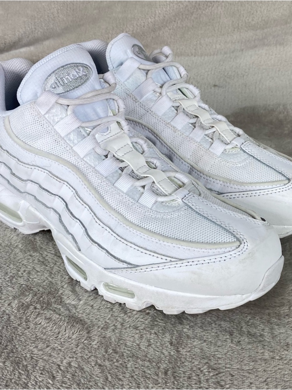 Nike Air Max 95 Essential Air Mens Sneakers Shoes Size 9 White Leather Low